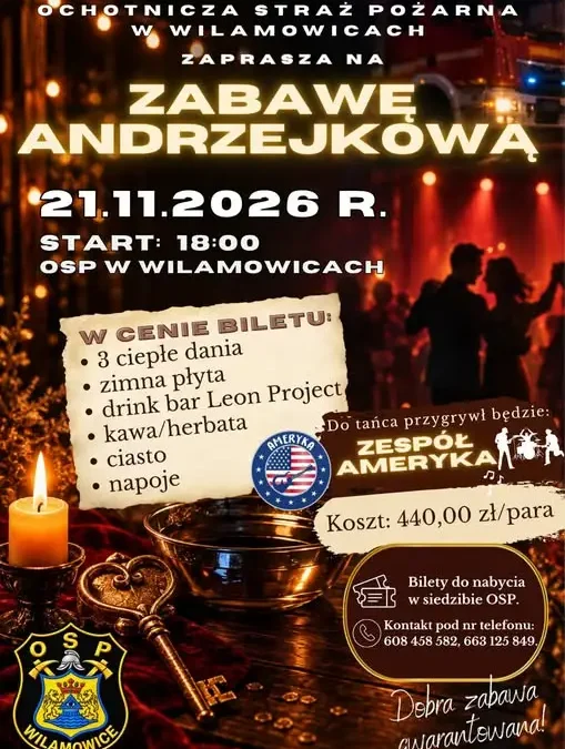 Andrzejki 2026 w Wilamowicach – OSP zaprasza na zabawę
