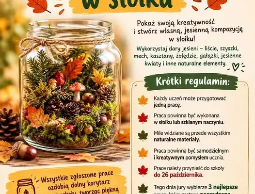 Konkurs „Jesienny las w słoiku” – szkolna wystawa i nagrody dla najlepszych prac