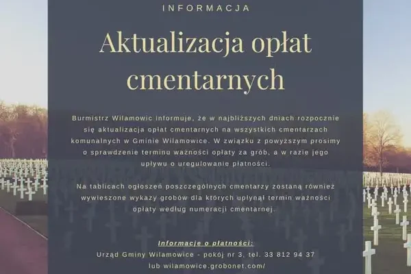 Gmina Wilamowice przypomina o opłatach cmentarnych – sprawdź ważność opłaty za grób