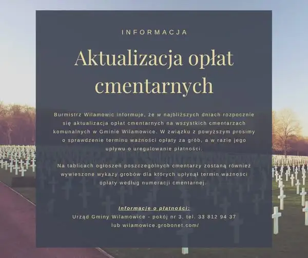 Gmina Wilamowice przypomina o opłatach cmentarnych – sprawdź ważność opłaty za grób