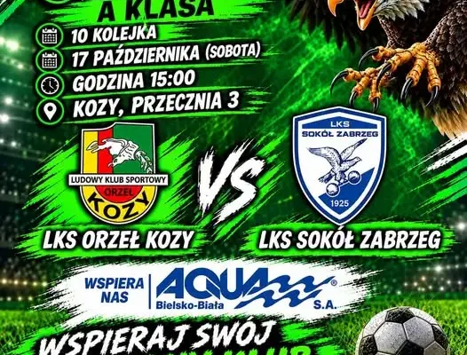 Bielska Klasa A: Orzeł Kozy zmierzy się z Sokołem Zabrzeg w 10. kolejce