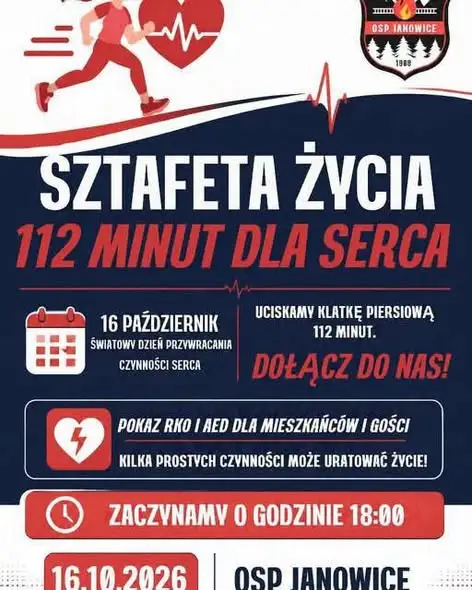 Sztafeta życia w Janowicach: 112 minut dla serca i rodzinny trening bezpieczeństwa