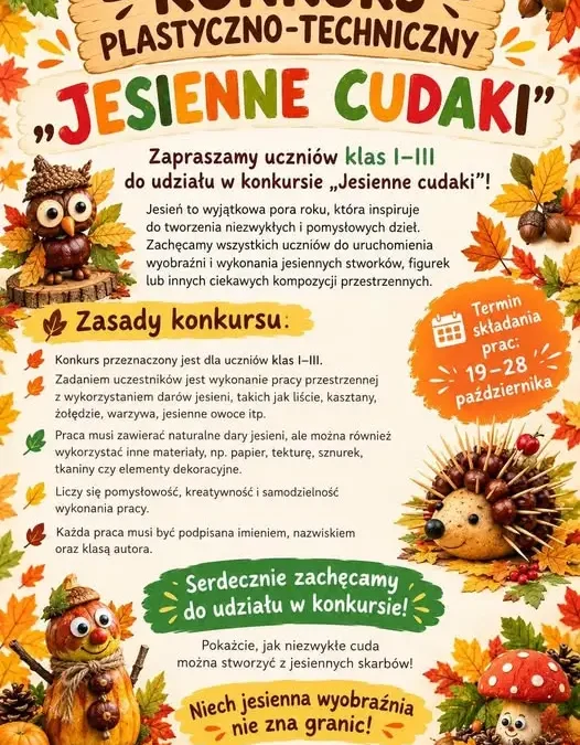 Jesienny konkurs plastyczny „Jesienne cudaki” w Szkole Podstawowej nr 4 w Jaworze