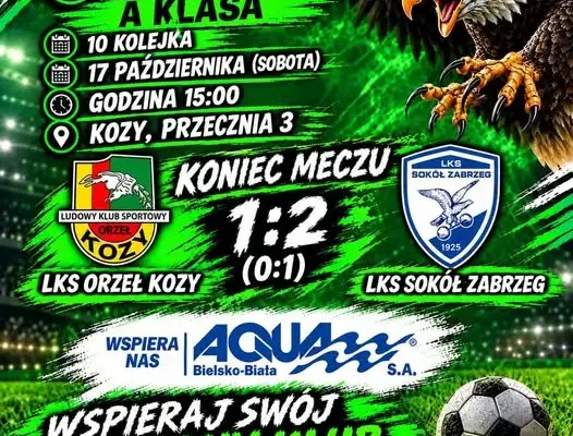 Orzeł Kozy przegrywa z Sokołem Zabrzeg, ale młodzież daje nadzieję
