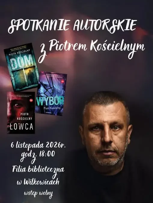 Spotkanie autorskie z Piotrem Kościelnym w bibliotece w Wilkowicach