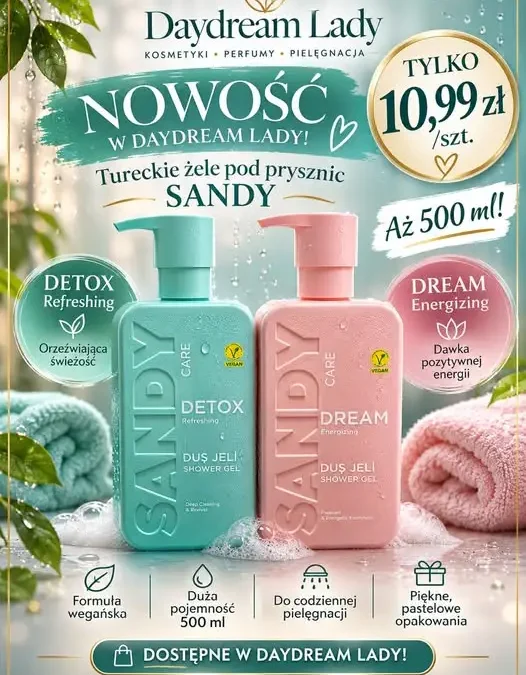 Nowe żele pod prysznic Sandy w Daydream Lady – 500 ml za 10,99 zł
