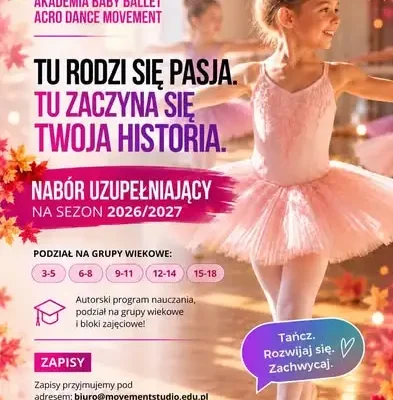 Jesienny nabór uzupełniający w Akademii Tańca MOVEMENT – taniec, balet i acro dance dla dzieci