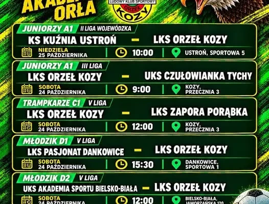 Weekend pełen emocji: młodzieżowe drużyny Orła Kozy walczą o punkty