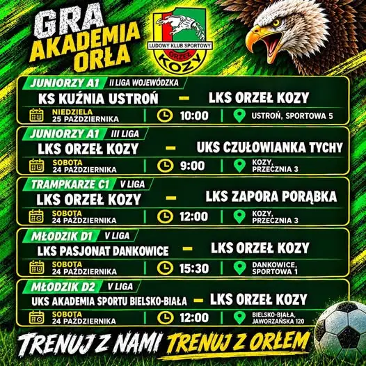 Weekend pełen emocji: młodzieżowe drużyny Orła Kozy walczą o punkty
