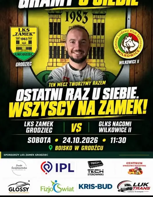 LKS Zamek Grodziec żegna rundę domowym meczem z GLKS Nacomi Wilkowice II