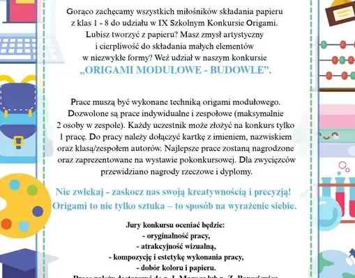 IX Szkolny Konkurs Origami Modułowego w SP 27 w Bielsku-Białej – zapisy do 20 listopada