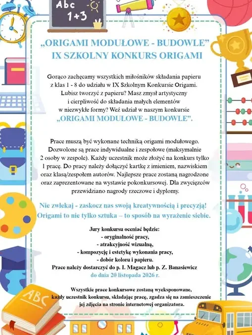 IX Szkolny Konkurs Origami Modułowego w SP 27 w Bielsku-Białej – zapisy do 20 listopada