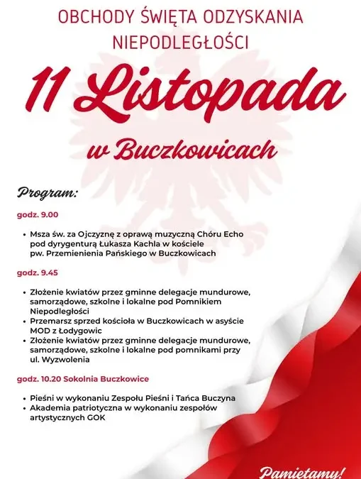 Buczkowice zapraszają na obchody Święta Niepodległości 11 listopada