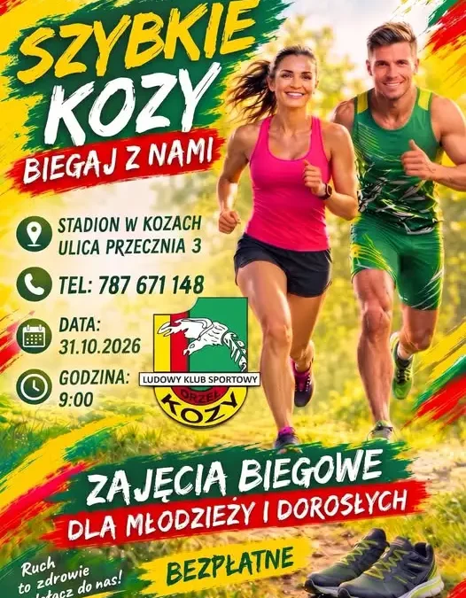 Wspólne bieganie na stadionie w Kozach – zaproszenie na sobotę