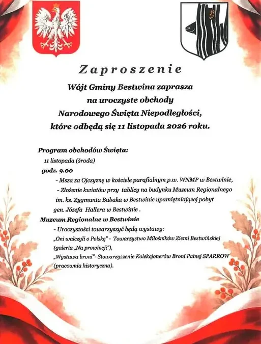 Bestwina zaprasza na obchody Narodowego Święta Niepodległości 11 listopada 2026